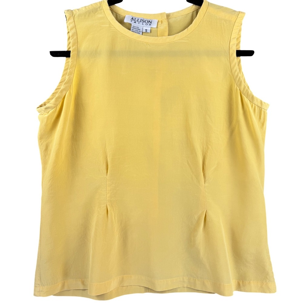 Allison Taylor Womens Yellow 100% Silk Sleeveless Blouse Top Size S